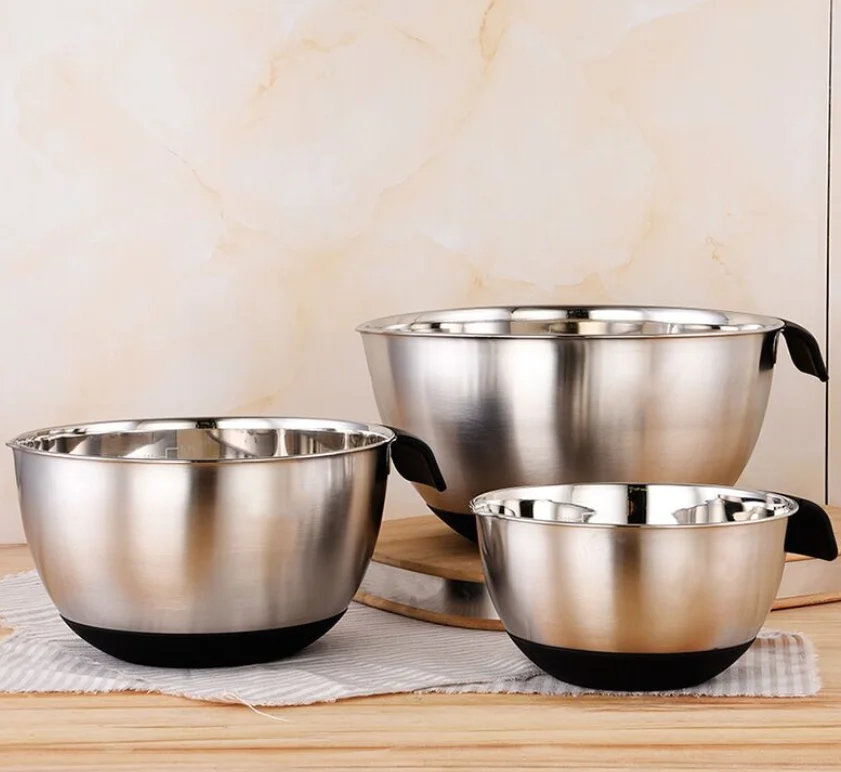 Mixing Bowls Mixing Bowl Set With 3 Graters Long Handle Pour Spout Serving Salad Bowl Hot Sale Stainless Steel With Lids Metal