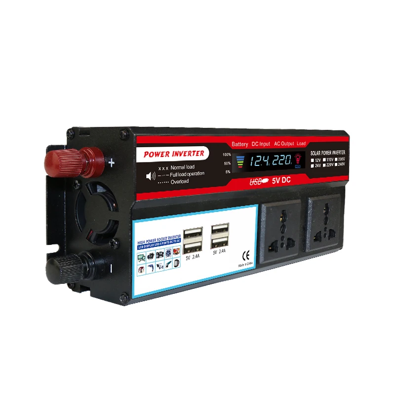 DC to AC 12V to 220V 500W 1000W 2000W Smart Digital Car Power Inverter ...