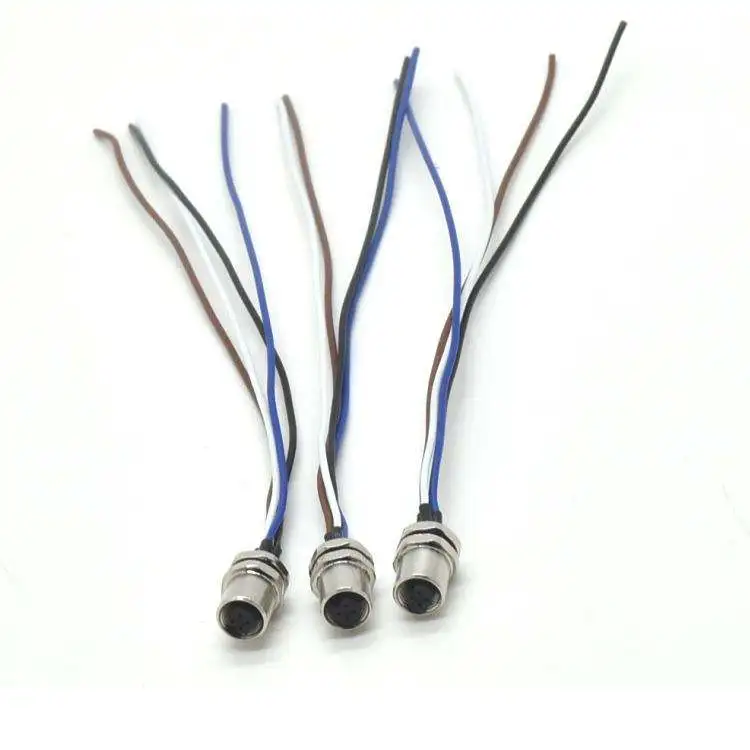 M5 Din Industrial Waterproof 4 Pin Rear Fastened Female Socket Stainless Steel Housing Panel Front Mount Connector