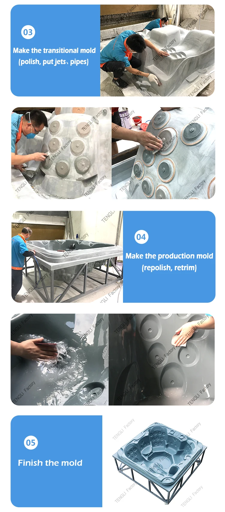 Tengli Spa Factory Fiberglass Swim Spa Pool Mould Acrylic Swimming Pool