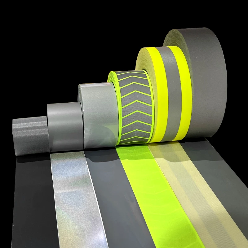 WX High Light Retro Reflective Fabric Strip High Visibility Silver Reflective Fabric Strip Reflective Safety Tape for Clothing