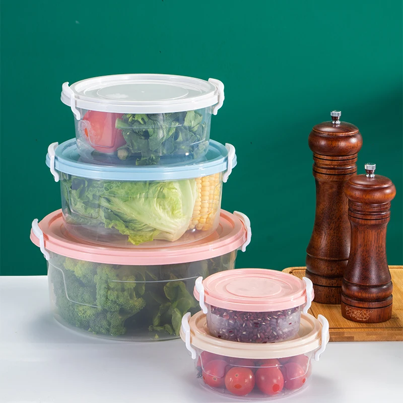 Round Food Container Food Storage Container Set Fridge Storage Box Fridge Organizer Plastic Food Containers with BPA Free