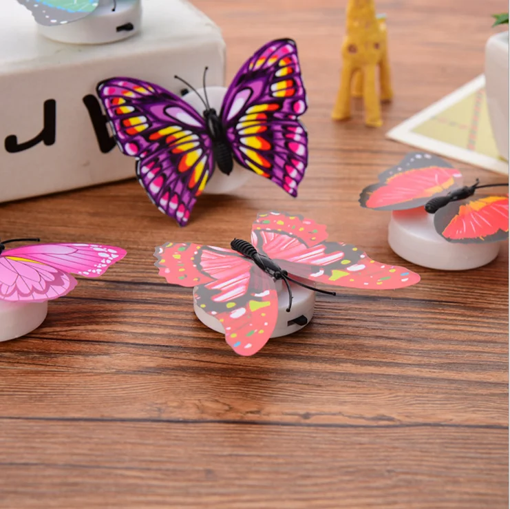 Wholesale wedding decoration 3D butterfly night lamps USB Mini LED home decor lighting Small Square Night Light