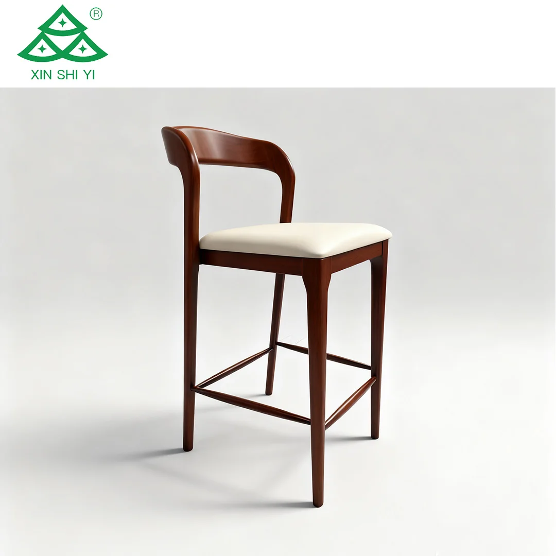 Xinshiyi Solid Wood Bar Stool Front View