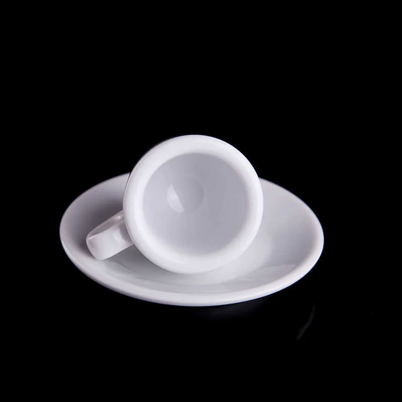 Solid White Mini Ceramic Coffee Tea Cup and Saucer Set Italian Latte Espresso Coffee Utensils Drinkware Small Cappuccino Mug details