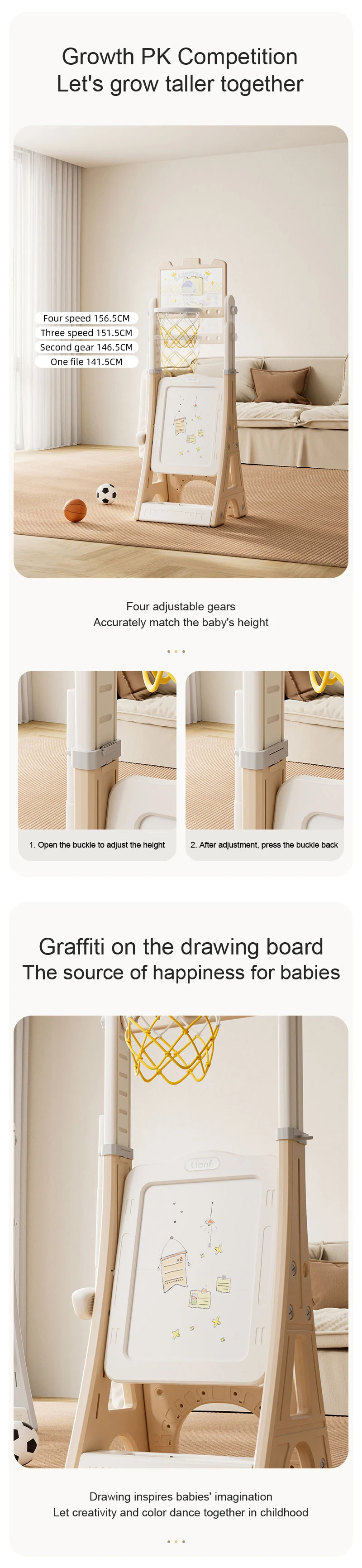 Feelkids Multi Functional Basketball Hoop Plastic Indoor Outdoor Adjustable Toy for 5-7 Year Olds Kids Gift supplier