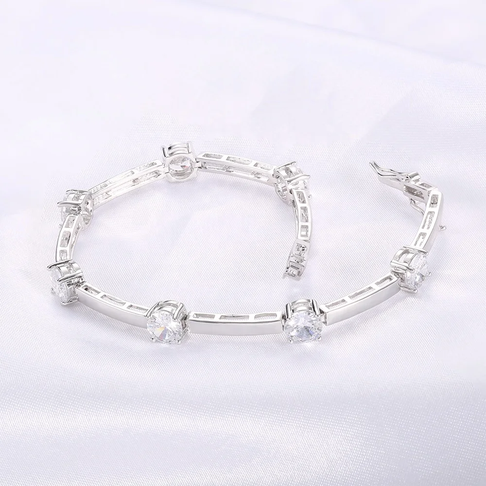 tongue clasps custom bangle bracelet Princess Cut micro nail setting diamond bangle bracelet for women