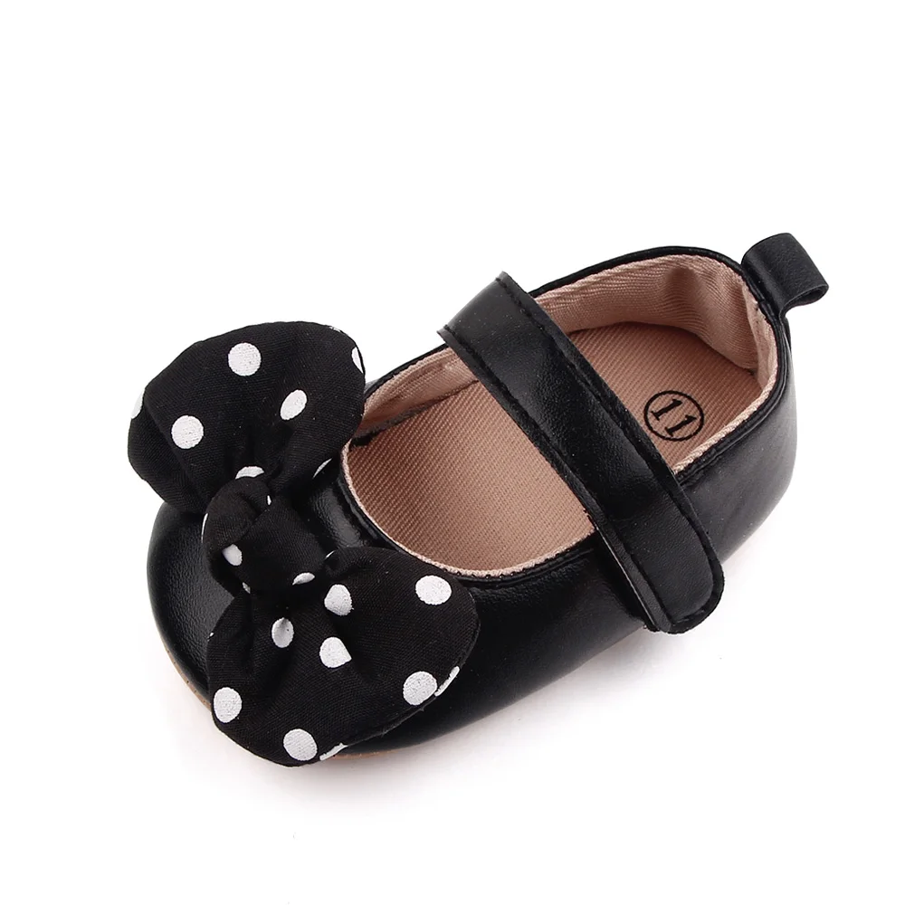 Wholesale Spring Autumn Baby Princess Shoes Girls Polka Dot Bow-knot Walking Toddler Shoes 2025 details