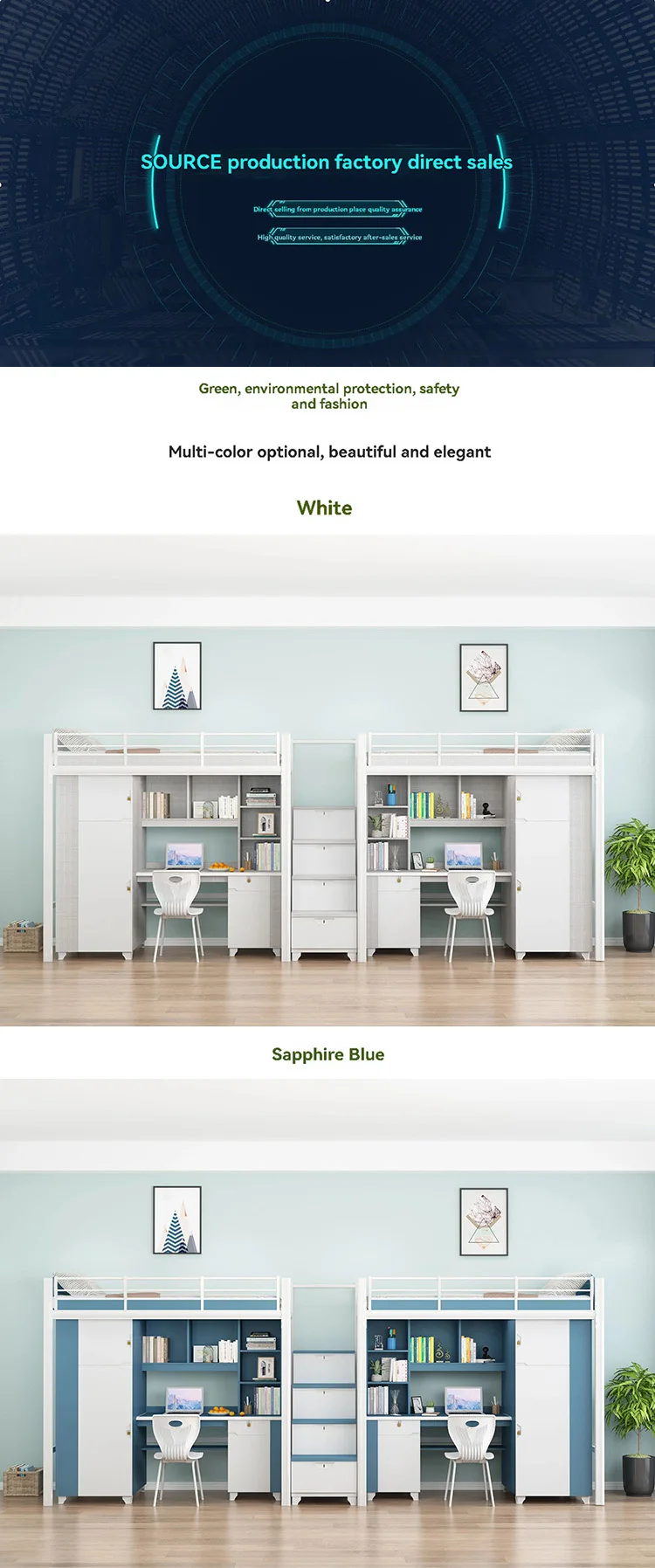 Gy003 Staff Bed Under The Table Integrated Bed Students Bunk Under The Elevated Bed