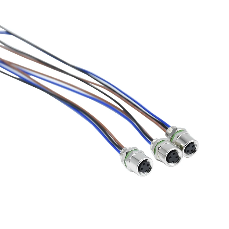 Circular Connector M8 3 Pin A Code Automotive Electrical wire to board Connector Rear Fastened Female Panel Mount Connector