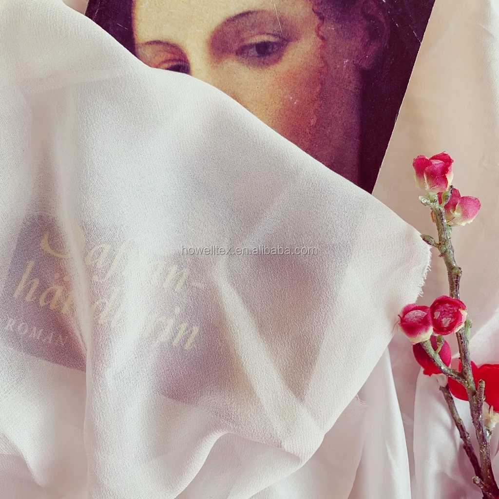 100% Pure Silk White Georgette 12mm 140cm Fabric in Bleached PFD for