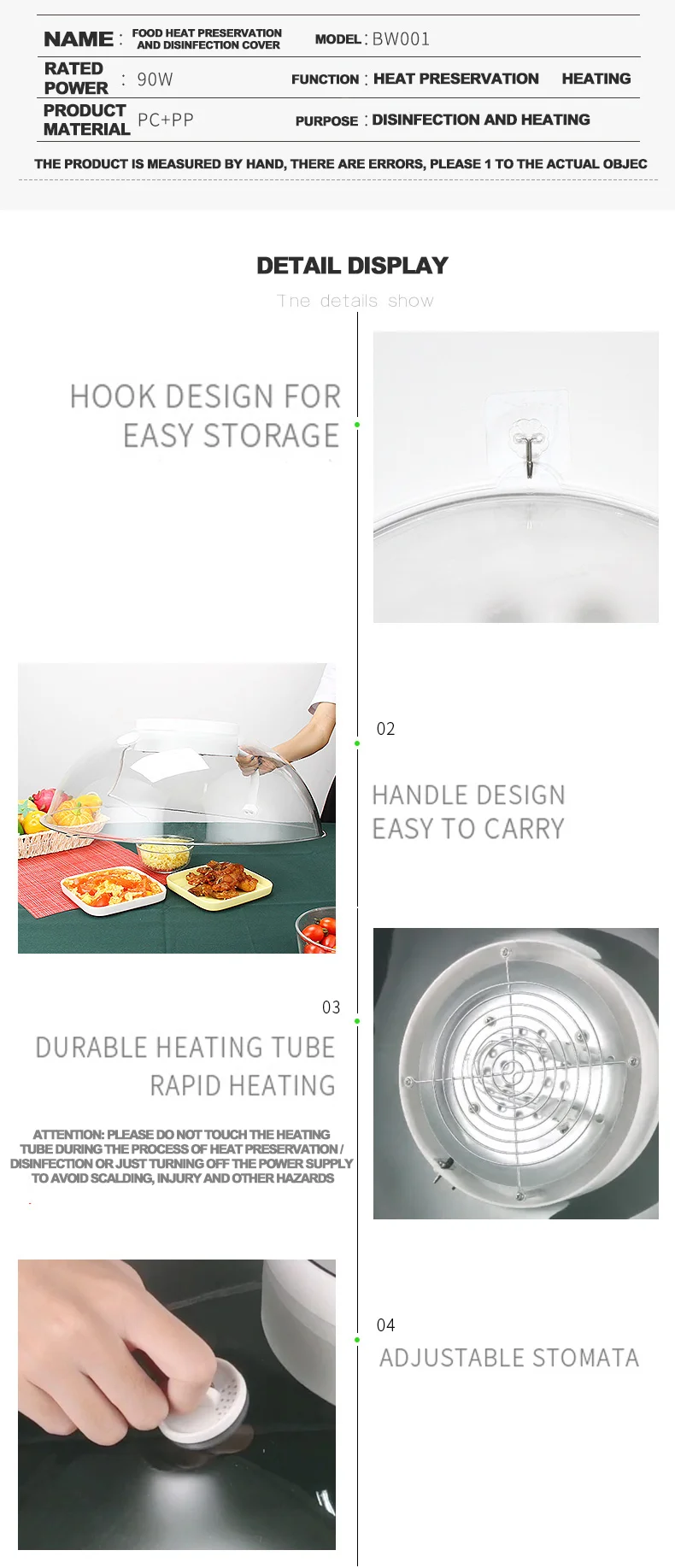 Dining Table Food Cover Heat Preservation Electric Food Warmer Cover