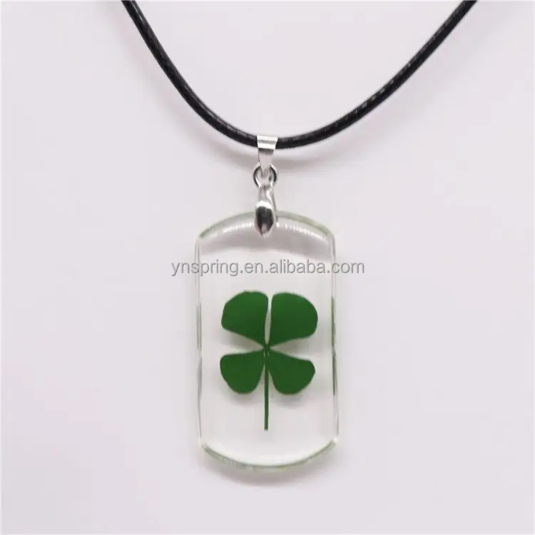 
 Оптовая продажа, декоративное креативное хлопковое ожерелье из смолы на заказ, ожерелье с четырьмя листьями клевера  