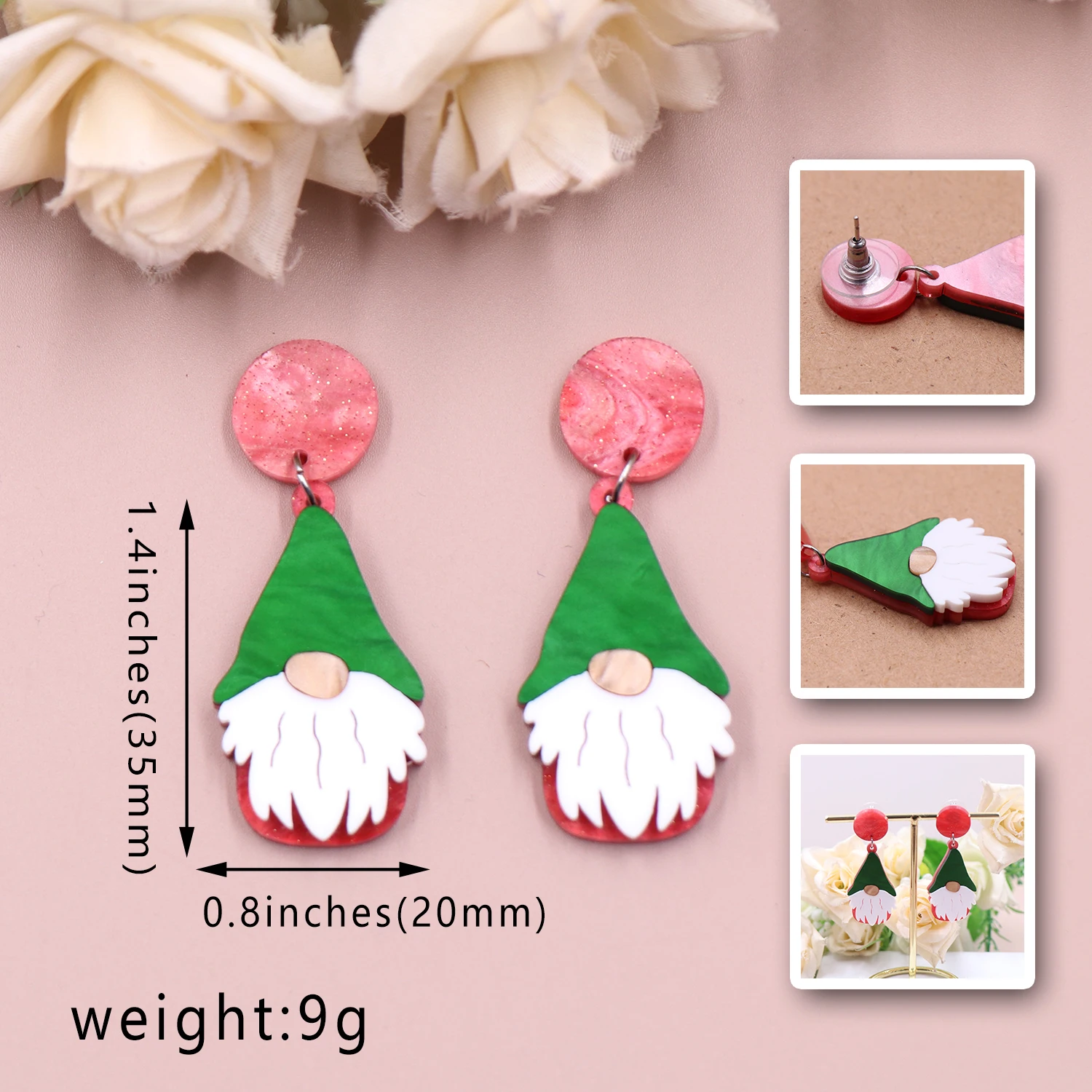 ERS187ER1614  New product CN Drop Gnome christmas cute Acrylic earrings Jewelry for women supplier