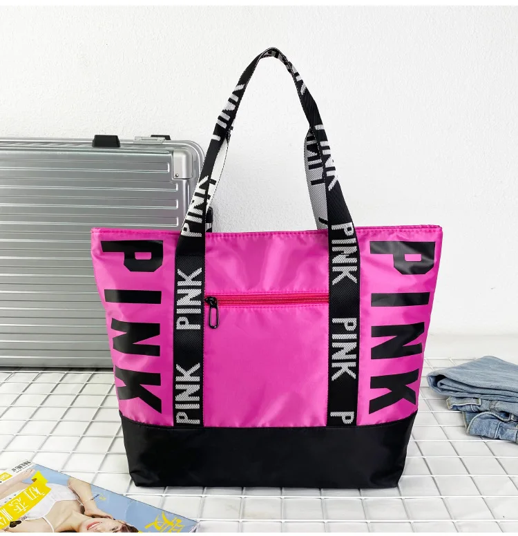 Wholesale Large Capacity Women Casual Travel Fitness Nylon Waterproof Beach Tote  Bag - Buy Women's Tote Bags,Pink Travel Bag,Casual Handbags For Girls  Product on Alibaba.com