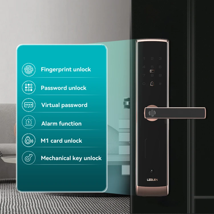 LEELEN Face Recognition Handle Intelligent Electronic Magnetic Security Fingerprint Keyless Smart Door Lock