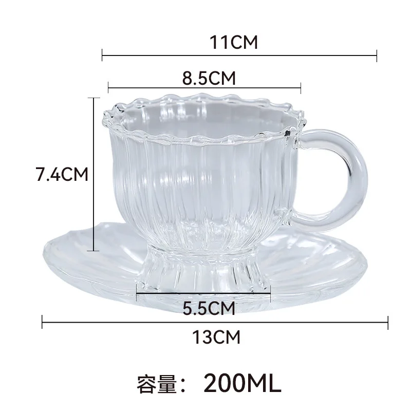Beadart Glass Tea and Coffee Cup, Cute Tea Cups, 200 ml, Set of 6