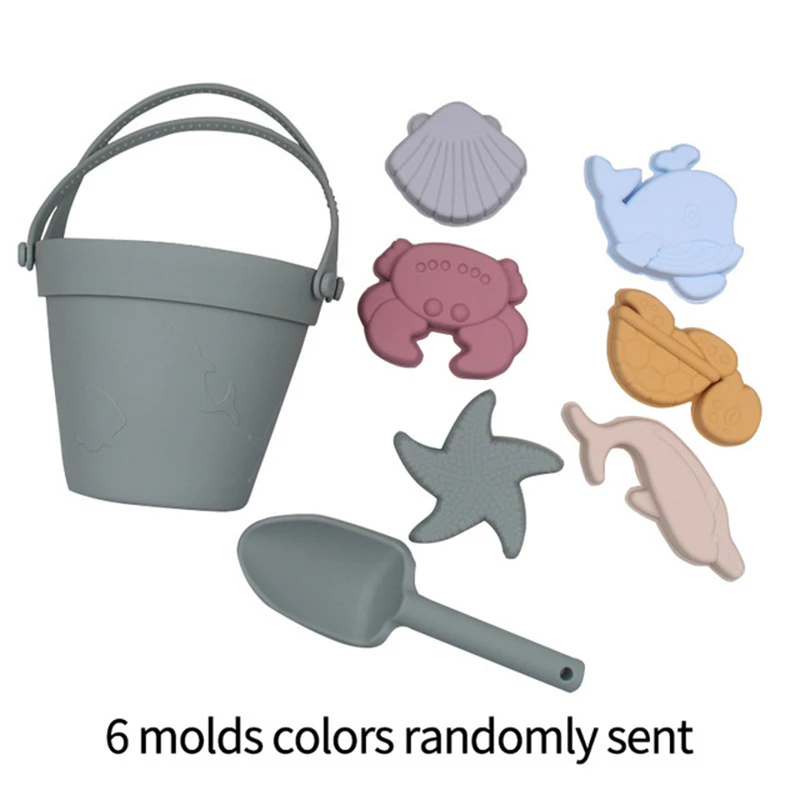 Портативное детское летнее уличное Приморское пляжное ведро, набор игрушек, 8 шт., не содержит Бисфенол А, силиконовая детская пляжная игрушка для детей