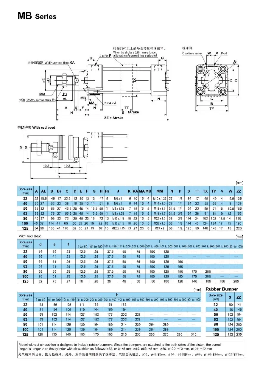 product mbb mdbb63 200z 250 225 300 350 400 450 500 z air cylinder mb series-7