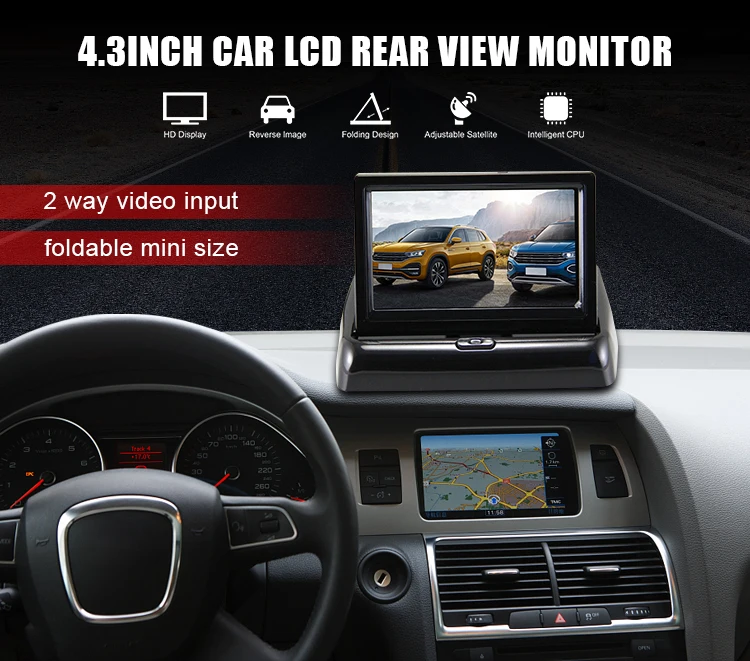 Monitor Auto Wireless WiFi Car Rearview Camera Auto Security System 4.3 Inch Car ...