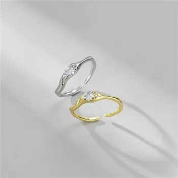 925 sterling silver ring female silver zircon ring irregular ring wholesale