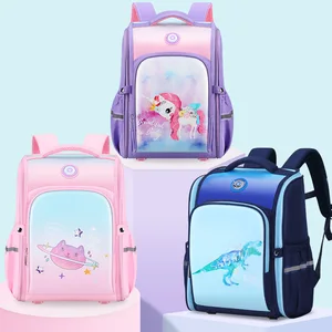 Cartoon Unicorn Schoolbag Pupil  Grade 1-6 Children Schoolbag Tutorial Class Schoolbag