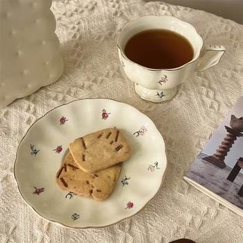 Wholesale Sale Floral Minimalist Ceramic Tea Set Coffee Cup High-grade European Luxury Nordic Style Elegant Durable Tableware
