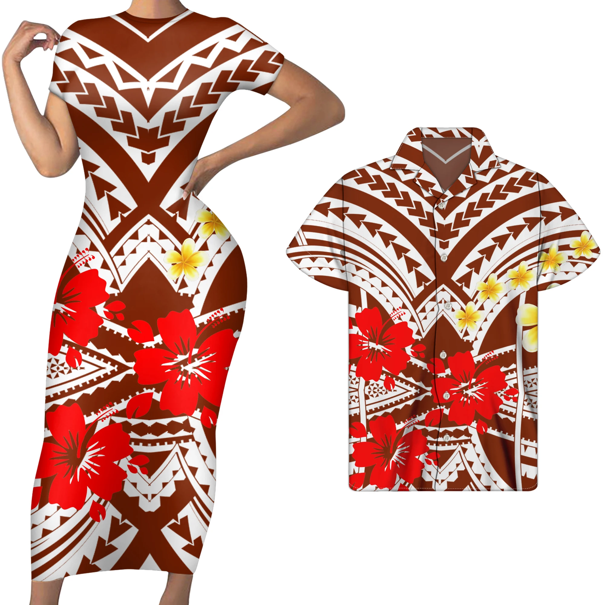 Original Polynesian Brown Orange Tribal Hawaiian Plumeria Red Hibiscus Floral Print Design Women Sexy Maxi Dress Match Shirts Buy Short Sleeve Long Dress Bodycon Dress Fat Women Casual Dresses Product On Alibaba Com