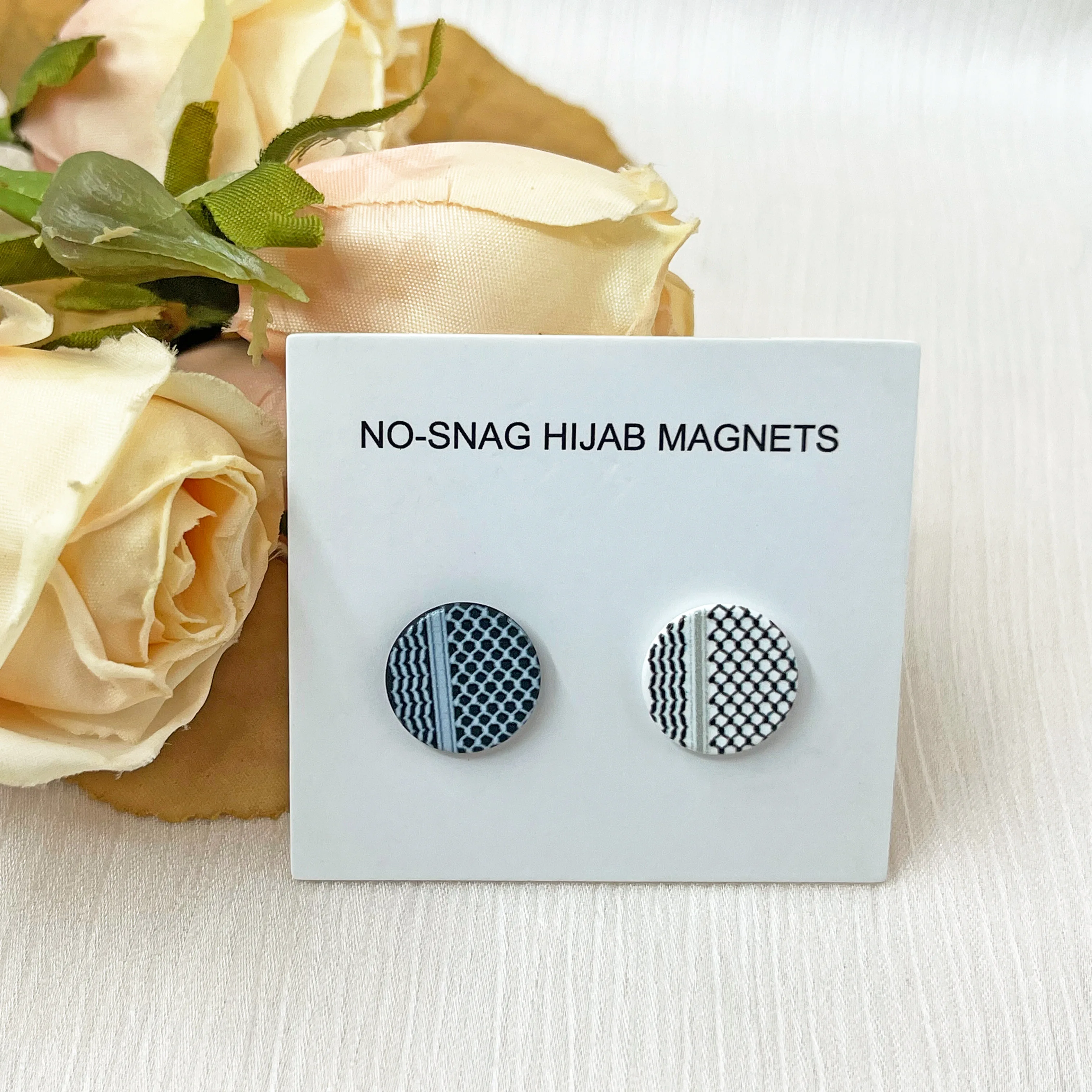 Stylish Magnetic Hijab Pins With Keffiyeh Print Custom Logo 2024 Hijab