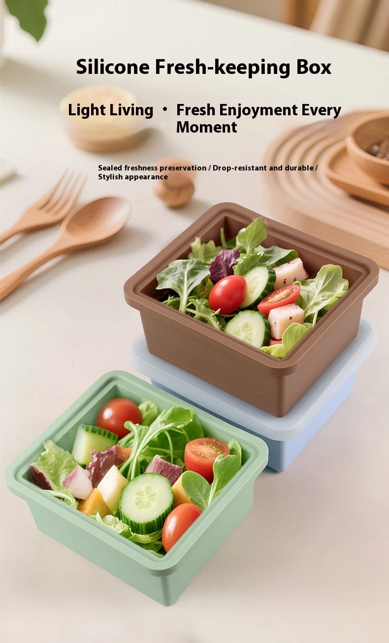 Food Grade Silicone Lunch Box Microwave Heating and Leak Proof Soup Refrigerator and Freezer Storage Seal Storage Box factory