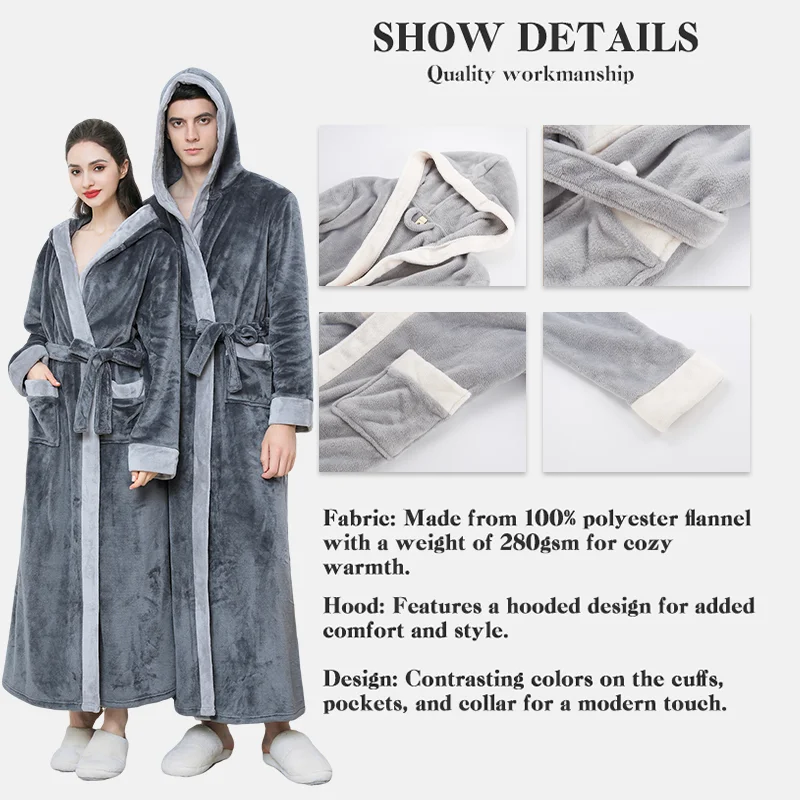 Sunhome Women Fluffy Warm Fleece Hooded Plush Soft Robe Womens With Hood Soft Warm Spa Custom Bathrobe