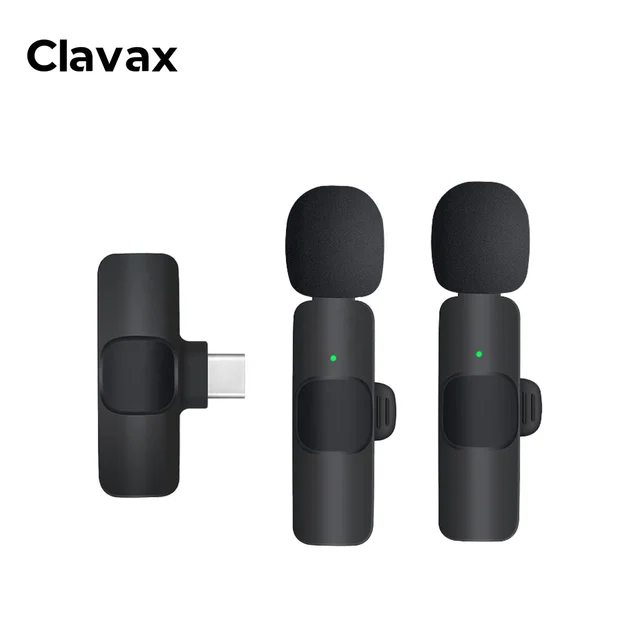 Clavax CLAM-K9 Mini Clip Lavalier Wireless Microphone Lapel Mic with Receiver for Mobile Phone Camera Vlogging Live Streaming
