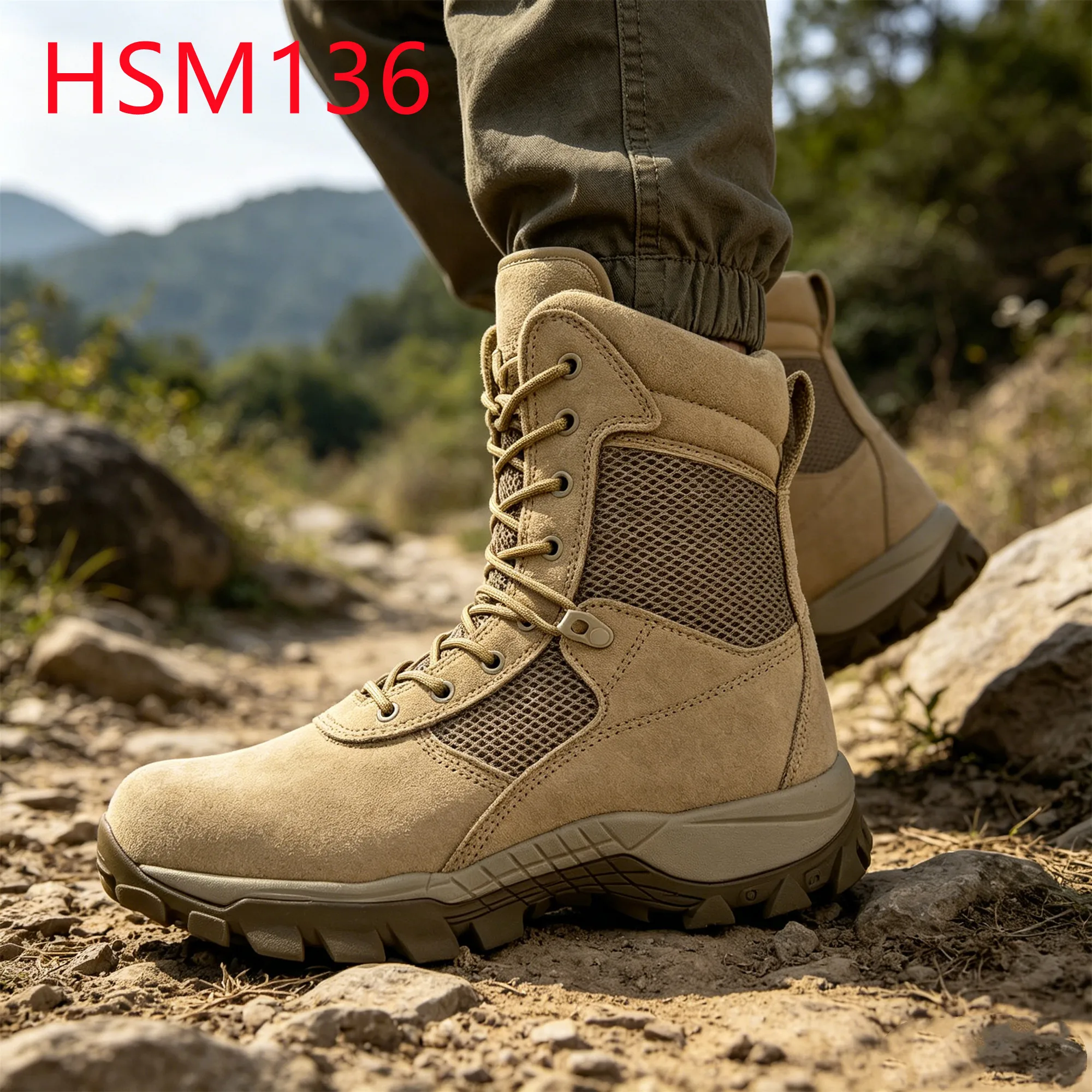 YYR,Field-ready Zipper&velcro Design Black/sand Color Marching Boots Tough Environment Strong Performance Combat Boots HSM136