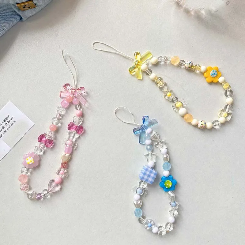 Elegant Bow Beaded Phone Charm Lanyard
