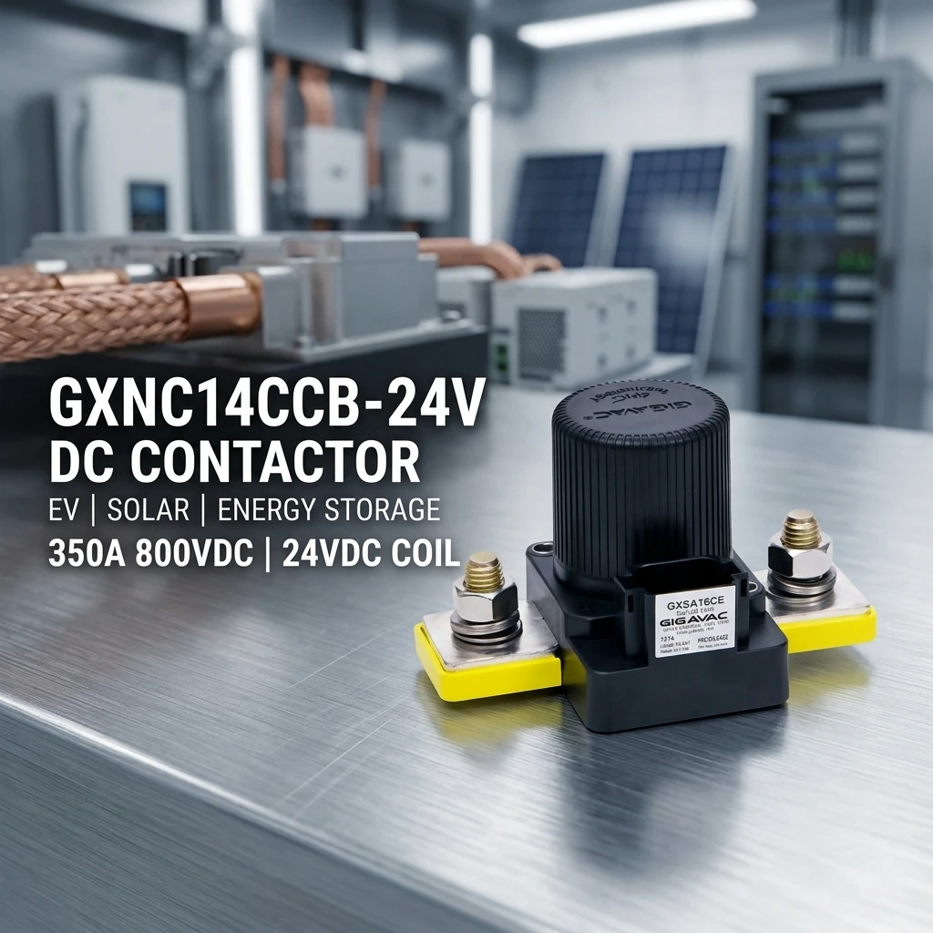 รีเลย์ HV DC สำหรับชิ้นส่วนความแม่นยำรุ่น GXNC14CCB สำหรับ Sensata-Gigavac 350A, 24VDC, สูงสุด 800VDC แบบปกติปิด (NC) สำหรับระบบพลังงานแสงอาทิตย์ (PV)