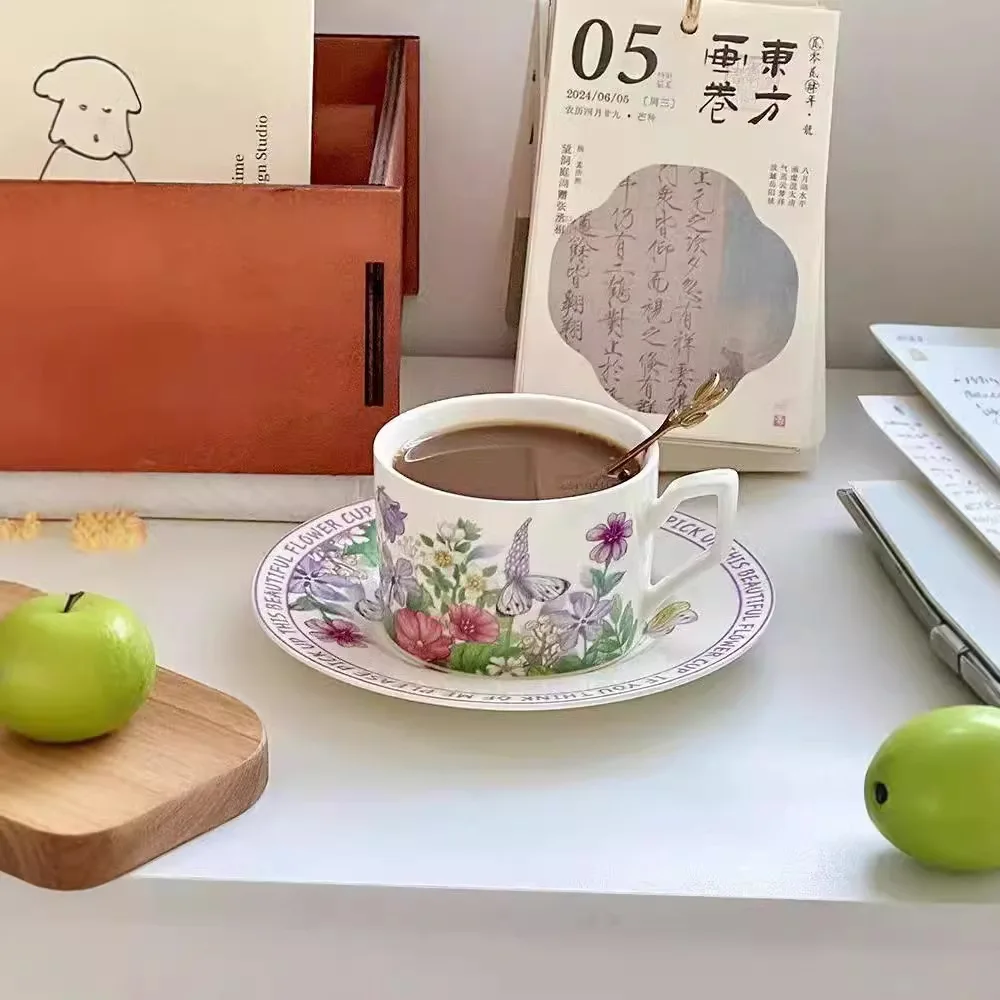 Wholesale Violet Luxury Durable Retro Ceramic Mug Gift Set Modern Exquisite Souvenir Afternoon Luxury Tea Cup