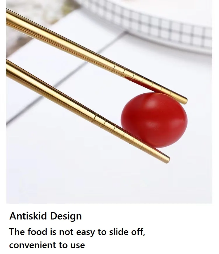 Korean Style Reusable Metal Chopsticks 304 Stainless Steel Dishwasher