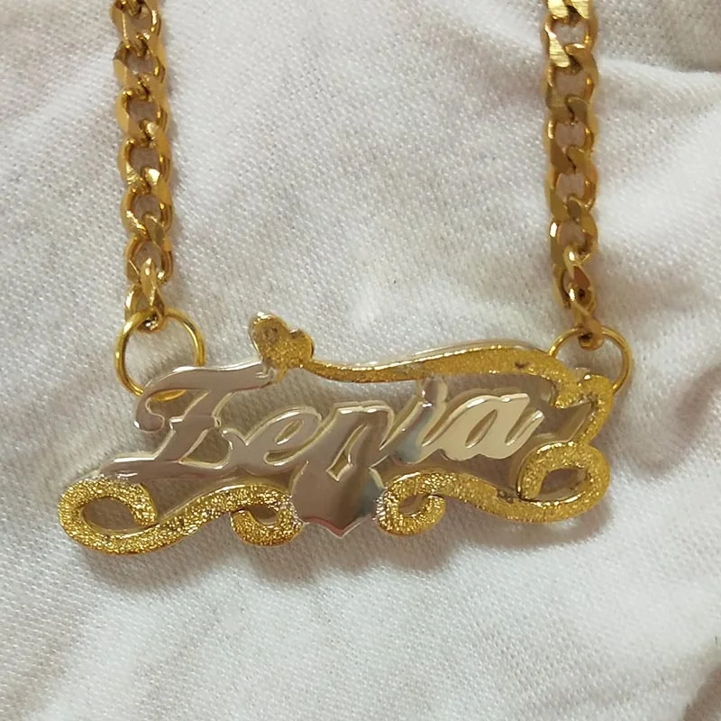 Double Plate Name Necklace Blingy 3D Personalized Jewelry