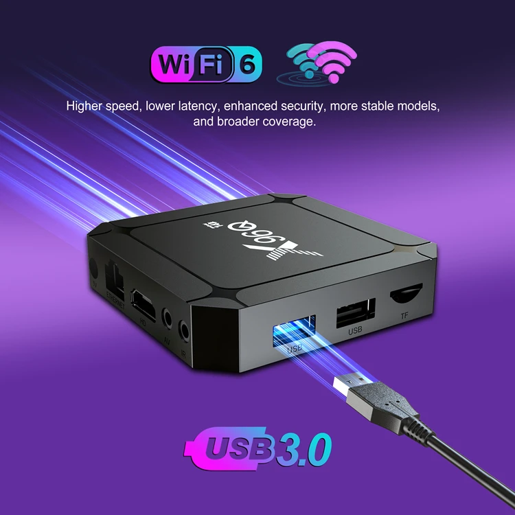Android TV Box 14.0 – 2GB RAM 16GB ROM, RK3518 Quad-core 64bit, Wi-Fi Dual Band, USB 3.0, HDR10, 4K - 5