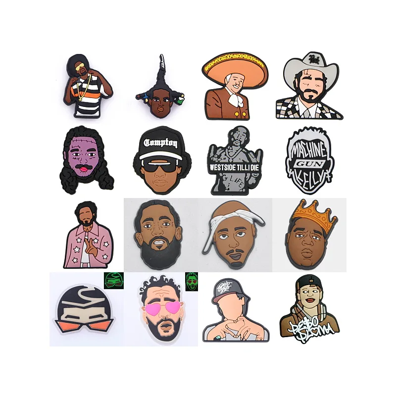 Customizable Cartoon Rubber Player Hip Hop Clog Charms