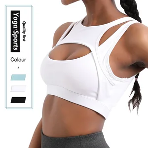 Hot Sale Women Breathable Sports Bra Adjustable Straps Shockproof Padded Yoga Bra Athletic Gym Fitness Workout Bra Top