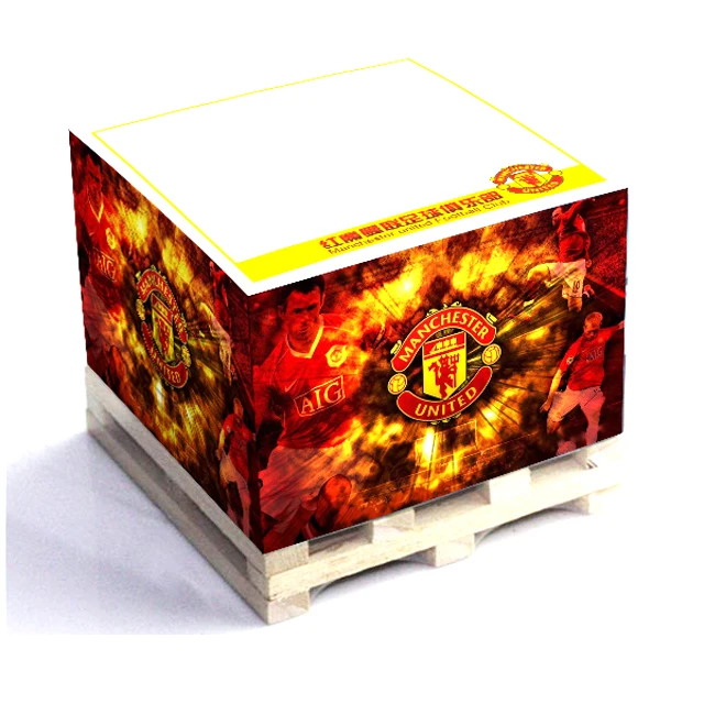 Рекламные Липкие заметки с деревянным поддоном персонализированные пользовательским логотипом бумажный куб