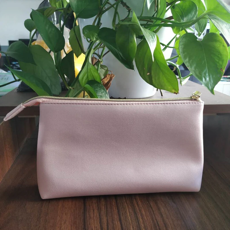 Custom Logo Printed Small Leather Cosmetic Bag Bolsa De Maquillaje Trousse Maquillage Black Pink Pu Makeup Pouch