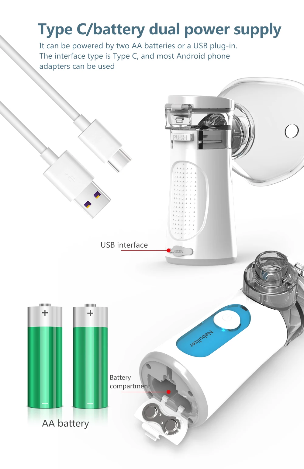 Mute Mini USB Nebulizer Portable Inhaler Mesh Of Cough Drug Atomizer Machine Handheld Evaporator Removable Battery Nebulizer