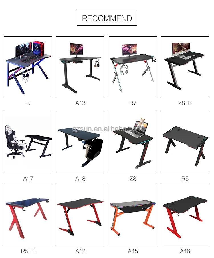 Ergonomic Gaming Table Computer Big Z Shape Side Glow Rgb Computer ...