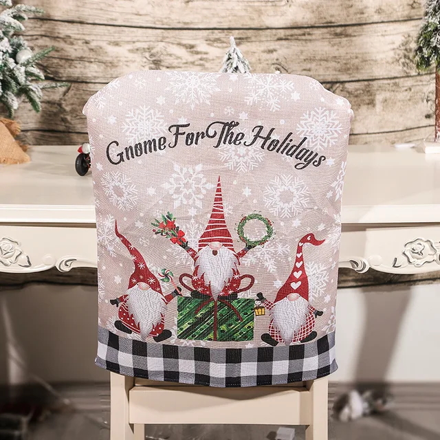 Christmas Linen Cartoon Chair Cover Home Decor Gift for Chair Decorations for Holiday Season