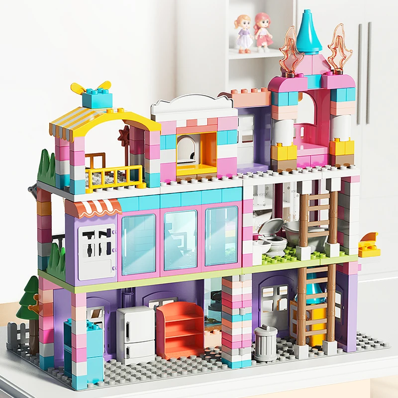 400pcs Modern DIY Building Block Sets Self-Assembled Toys for Kids Perfect Play House Blocks for Girls Villa Figures Box Packed