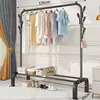 130cm Single Pole 7 Hooks Coat Rack Black