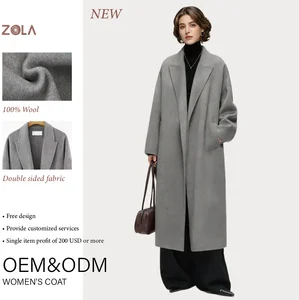 25-year-old Winter New Minimalist Gray Loose-fitting Wool Double-sided Belt Closure Soft Warm Long Coat for Ladies