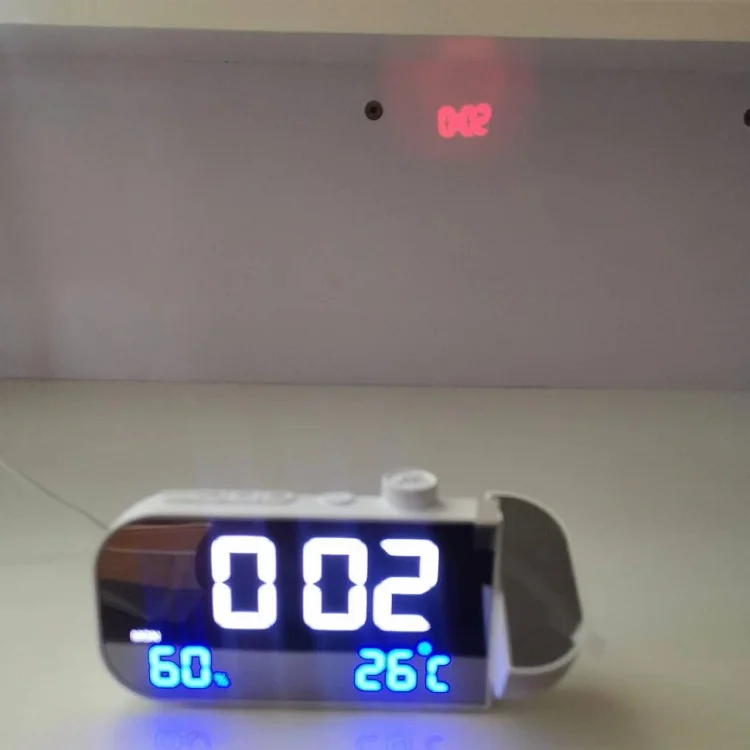 LED Table Clock with Time Projector with FM Radio with Temperature and Humidity